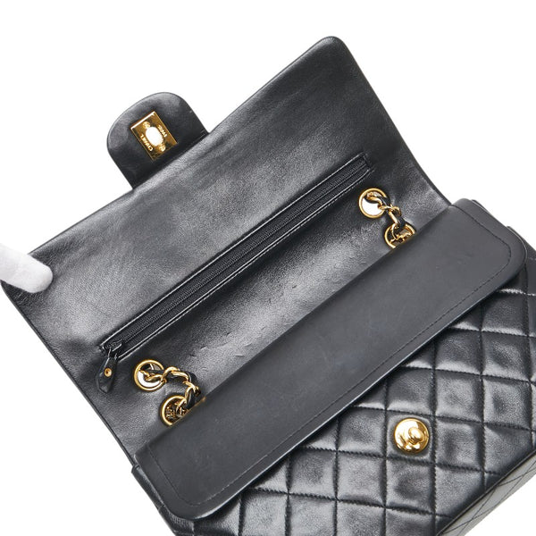 シャネル マトラッセ ココマーク Wフラップ チェーン ショルダーバッグ ハンドバッグ ブラック ラムスキン レディース CHANEL 【中古】