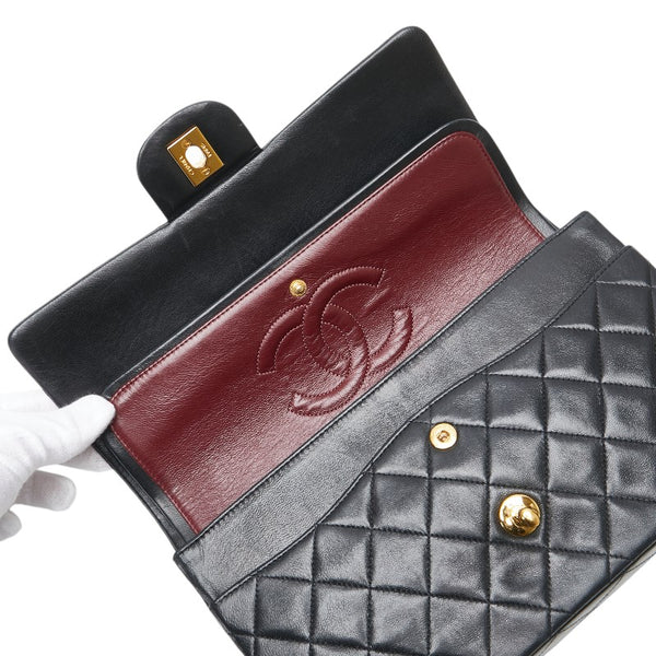 シャネル マトラッセ ココマーク Wフラップ チェーン ショルダーバッグ ハンドバッグ ブラック ラムスキン レディース CHANEL 【中古】