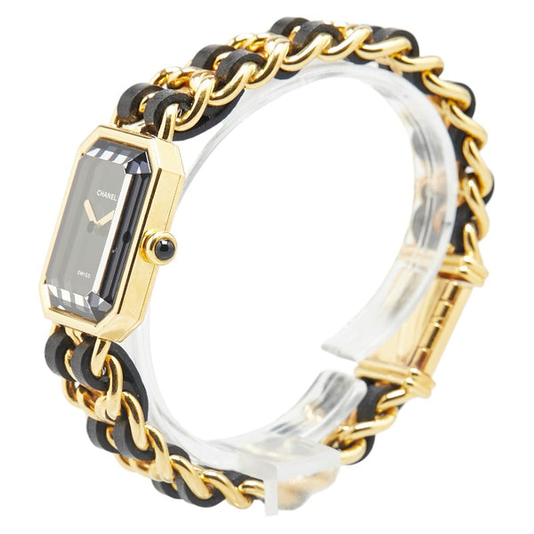 シャネル プルミエール 腕時計 サイズ:L H0001 クオーツ ブラック文字盤 ステンレススチール レザー レディース CHANEL 【中古】