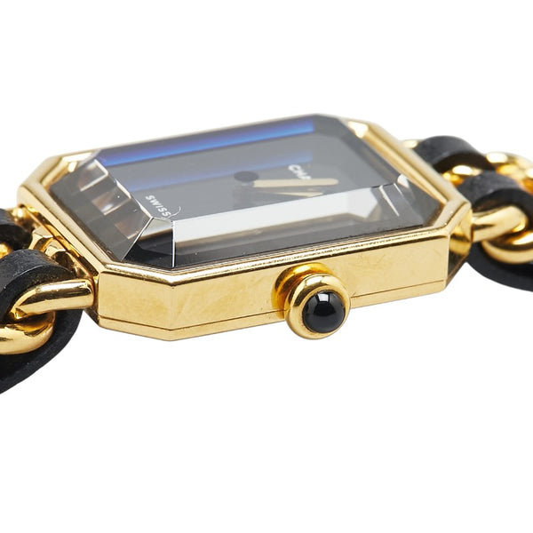 シャネル プルミエール 腕時計 サイズ:L H0001 クオーツ ブラック文字盤 ステンレススチール レザー レディース CHANEL 【中古】