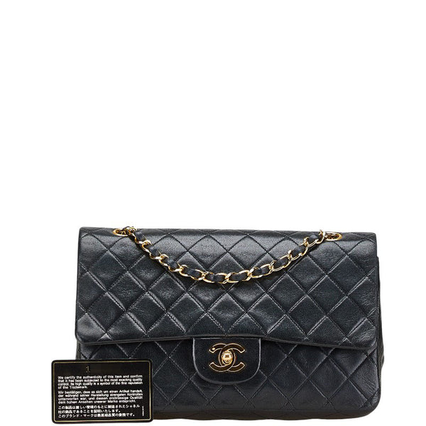 シャネル マトラッセ ココマーク Wフラップ チェーン ショルダーバッグ ハンドバッグ ブラック ゴールド ラムスキン レディース CHANEL 【中古】