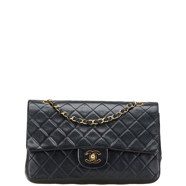 シャネル マトラッセ ココマーク Wフラップ チェーン ショルダーバッグ ハンドバッグ ブラック ゴールド ラムスキン レディース CHANEL 【中古】