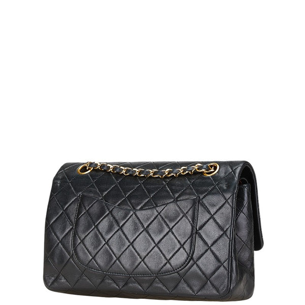 シャネル マトラッセ ココマーク Wフラップ チェーン ショルダーバッグ ハンドバッグ ブラック ゴールド ラムスキン レディース CHANEL 【中古】