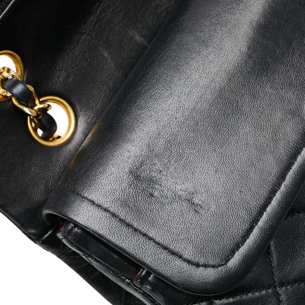 シャネル マトラッセ ココマーク Wフラップ チェーン ショルダーバッグ ハンドバッグ ブラック ゴールド ラムスキン レディース CHANEL 【中古】