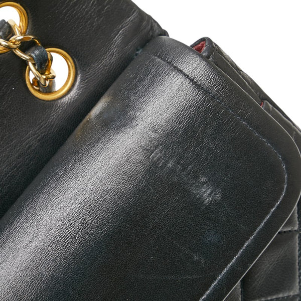 シャネル マトラッセ ココマーク Wフラップ チェーン ショルダーバッグ ハンドバッグ ブラック ゴールド ラムスキン レディース CHANEL 【中古】