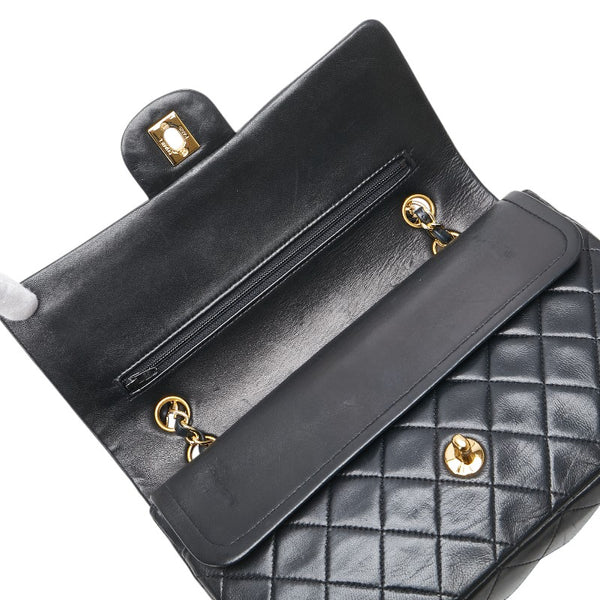 シャネル マトラッセ ココマーク Wフラップ チェーン ショルダーバッグ ハンドバッグ ブラック ゴールド ラムスキン レディース CHANEL 【中古】