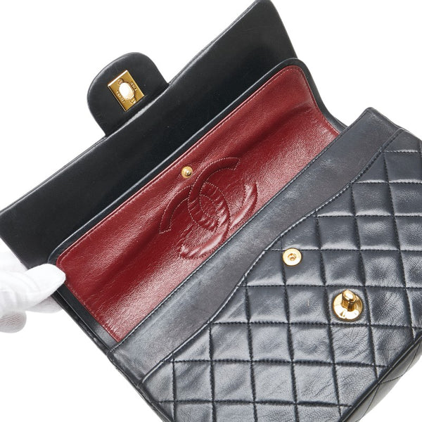 シャネル マトラッセ ココマーク Wフラップ チェーン ショルダーバッグ ハンドバッグ ブラック ゴールド ラムスキン レディース CHANEL 【中古】