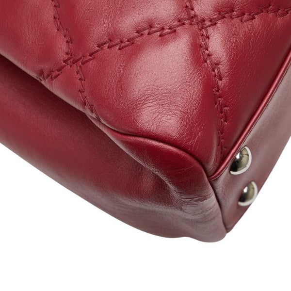 シャネル ハンプトンズ ウルトラステッチ ココマーク チェーン ショルダーバッグ A66134 レッド カーフ レディース CHANEL 【中古】