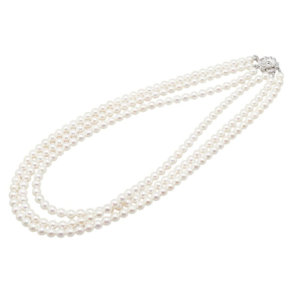 3連パール ネックレス SV925 シルバー レディース 【中古】