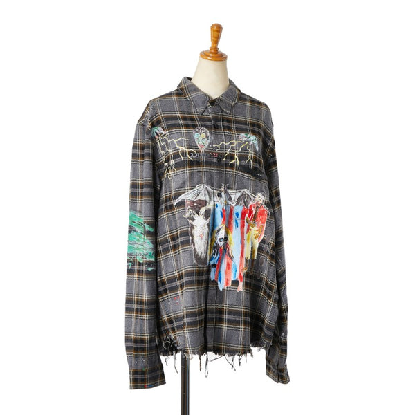 AMIRI アミリ ×Wes Lang Blood フランネルチェック サイズ:L グレー マルチカラー コットン メンズ 【中古】