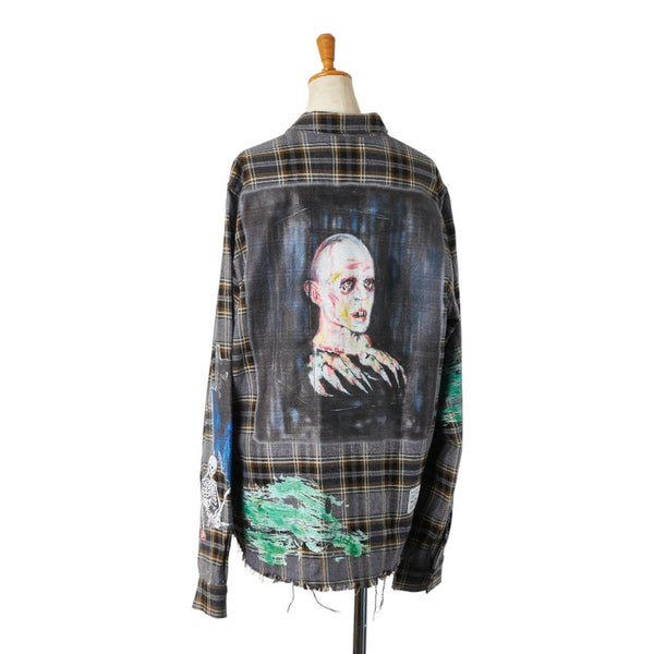 AMIRI アミリ ×Wes Lang Blood フランネルチェック サイズ:L グレー マルチカラー コットン メンズ 【中古】