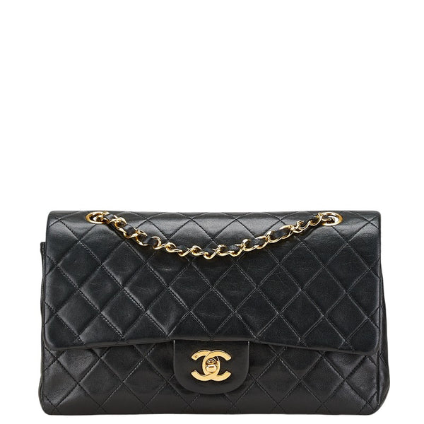 シャネル マトラッセ ココマーク Wフラップ チェーン ショルダーバッグ ハンドバッグ ブラック ラムスキン レディース CHANEL 【中古】