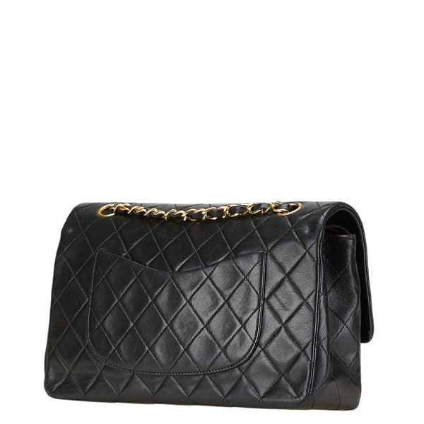 シャネル マトラッセ ココマーク Wフラップ チェーン ショルダーバッグ ハンドバッグ ブラック ラムスキン レディース CHANEL 【中古】