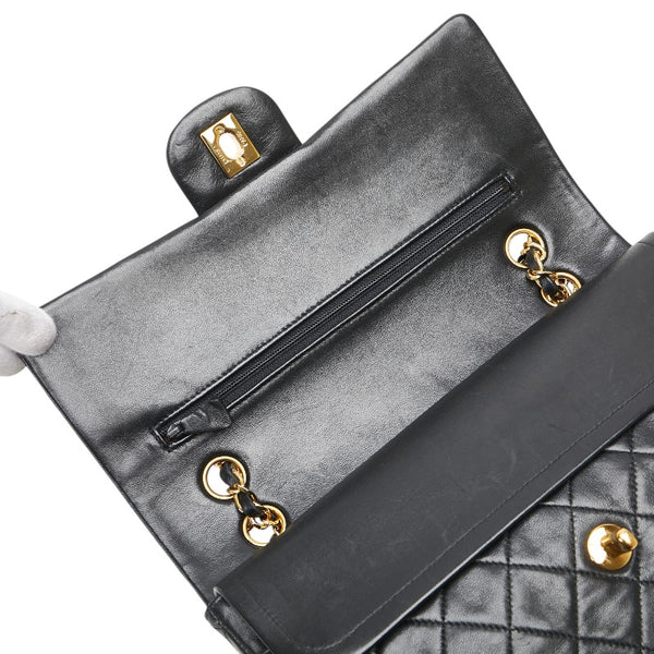 シャネル マトラッセ ココマーク Wフラップ チェーン ショルダーバッグ ハンドバッグ ブラック ラムスキン レディース CHANEL 【中古】