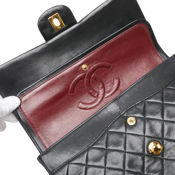 シャネル マトラッセ ココマーク Wフラップ チェーン ショルダーバッグ ハンドバッグ ブラック ラムスキン レディース CHANEL 【中古】