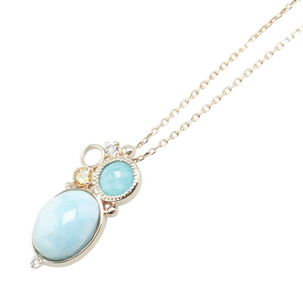 K10YG イエローゴールド ペクトライト ダイヤ0.004ct ペンダントネックレス レディース 【中古】