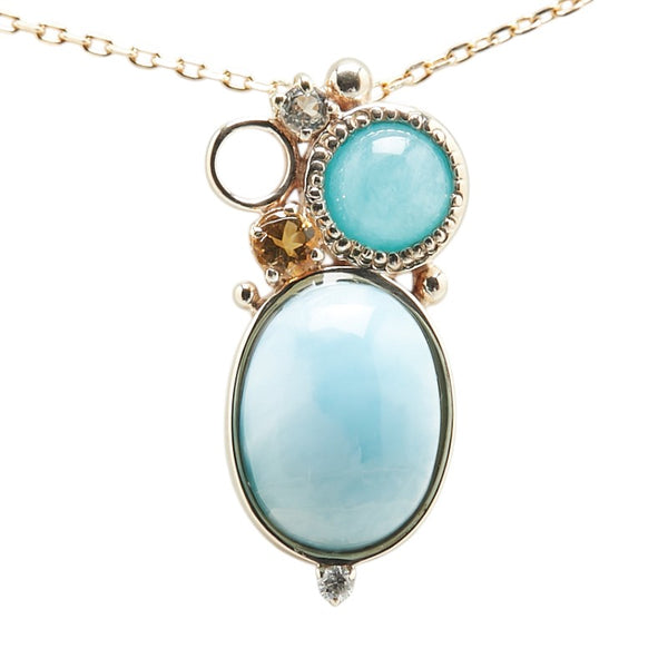 K10YG イエローゴールド ペクトライト ダイヤ0.004ct ペンダントネックレス レディース 【中古】