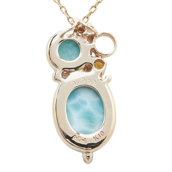 K10YG イエローゴールド ペクトライト ダイヤ0.004ct ペンダントネックレス レディース 【中古】