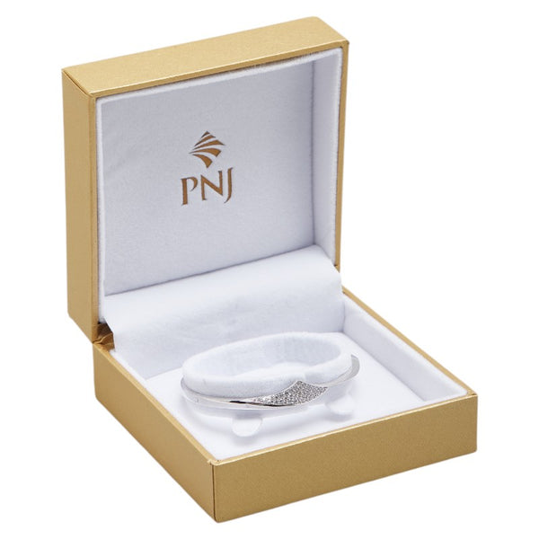 K10WG ホワイトゴールド キュービックジルコニア PNJ フーニュアン ジュエリー バングル レディース 【中古】