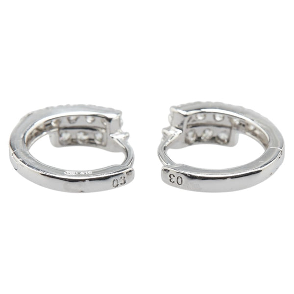 K10WG ホワイトゴールド PNJ フーニュアン ジュエリー フープ ピアス レディース 【中古】