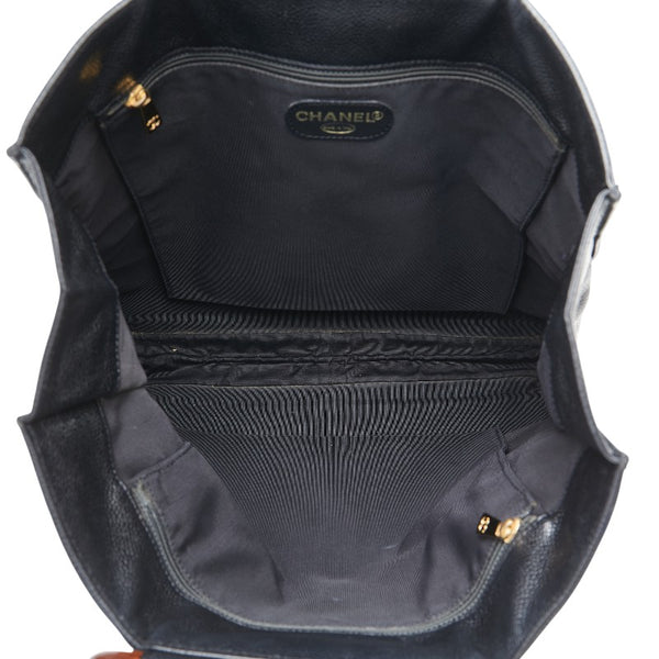 シャネル ハンドバッグ トートバッグ ブラック ブラウン キャビアスキン ウッド レディース CHANEL 【中古】