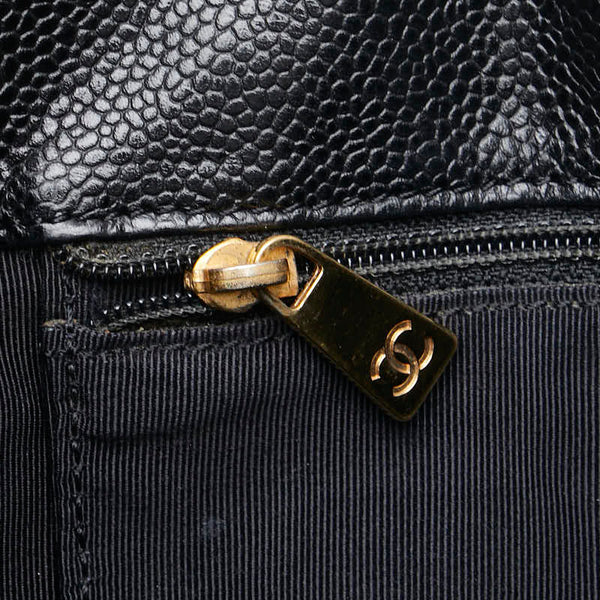 シャネル ハンドバッグ トートバッグ ブラック ブラウン キャビアスキン ウッド レディース CHANEL 【中古】