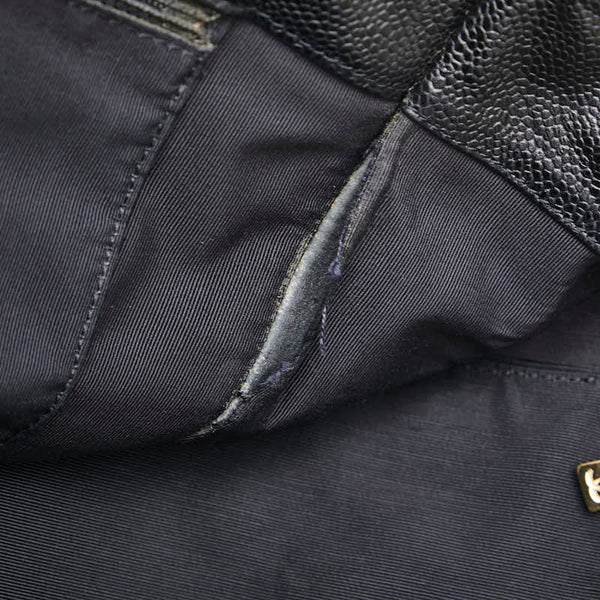 シャネル ハンドバッグ トートバッグ ブラック ブラウン キャビアスキン ウッド レディース CHANEL 【中古】