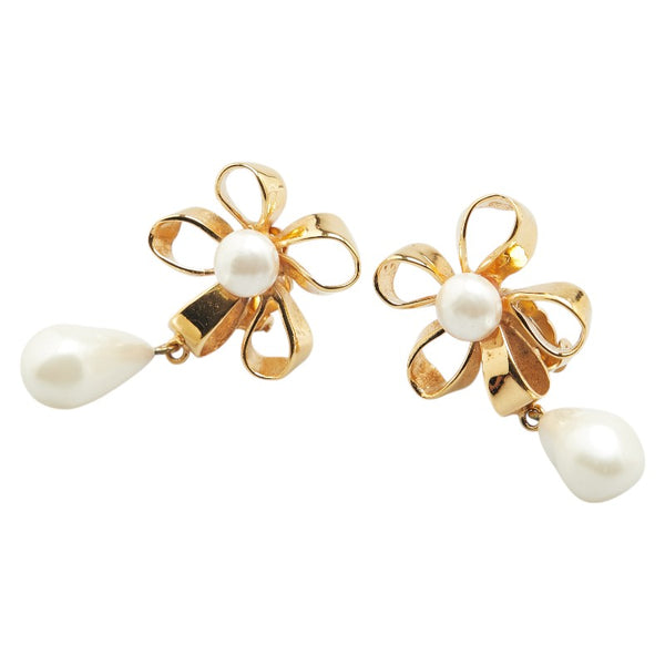 シャネル フラワー 花 モチーフ パール イヤリング ゴールド メッキ レディース CHANEL 【中古】