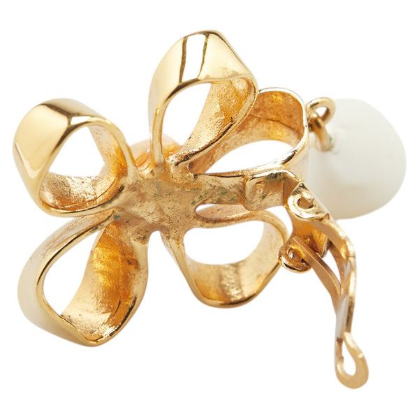 シャネル フラワー 花 モチーフ パール イヤリング ゴールド メッキ レディース CHANEL 【中古】