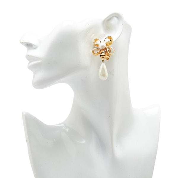 シャネル フラワー 花 モチーフ パール イヤリング ゴールド メッキ レディース CHANEL 【中古】