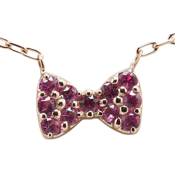 K10PG ピンクゴールド ピンクサファイア リボン モチーフ ペンダントネックレス レディース 【中古】
