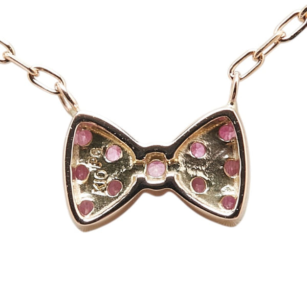 K10PG ピンクゴールド ピンクサファイア リボン モチーフ ペンダントネックレス レディース 【中古】