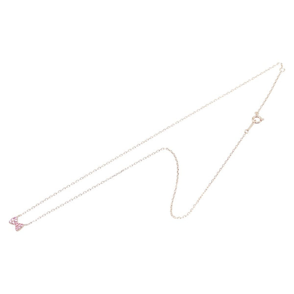 K10PG ピンクゴールド ピンクサファイア リボン モチーフ ペンダントネックレス レディース 【中古】