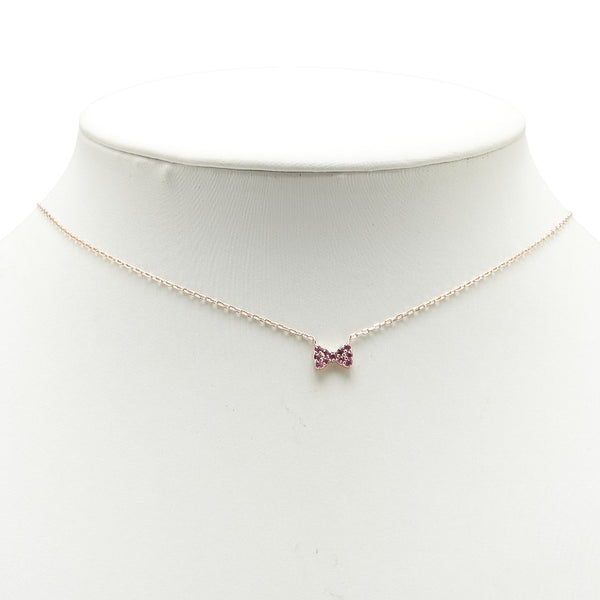 K10PG ピンクゴールド ピンクサファイア リボン モチーフ ペンダントネックレス レディース 【中古】