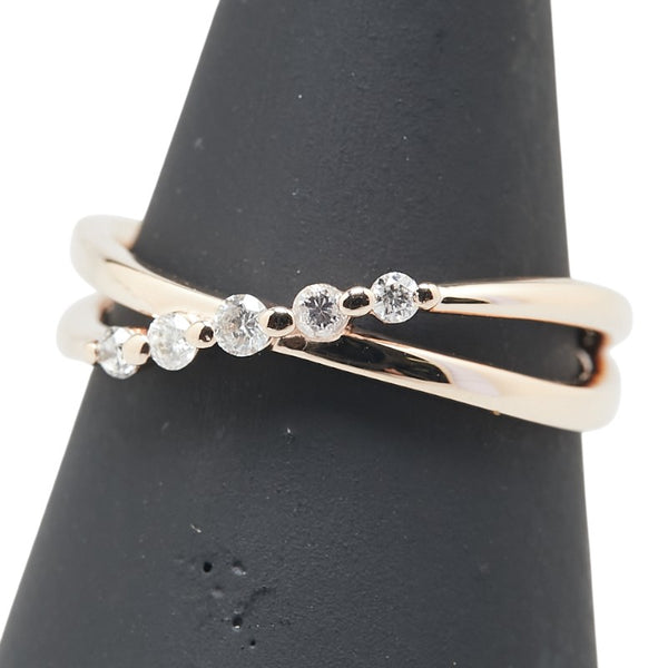 K10PG ピンクゴールド ダイヤ0.12ct リング 指輪 レディース 11号 【中古】