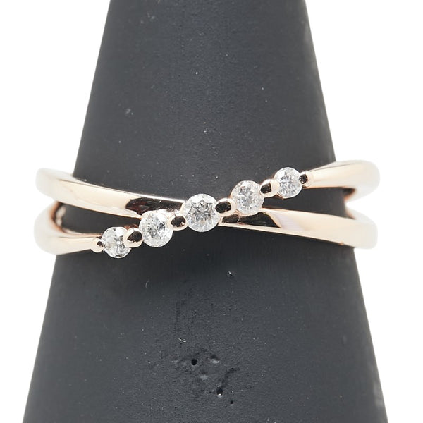 K10PG ピンクゴールド ダイヤ0.12ct リング 指輪 レディース 11号 【中古】