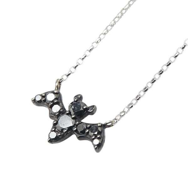 K10WG ホワイトゴールド ダイヤ コウモリ モチーフ ペンダントネックレス レディース 【中古】