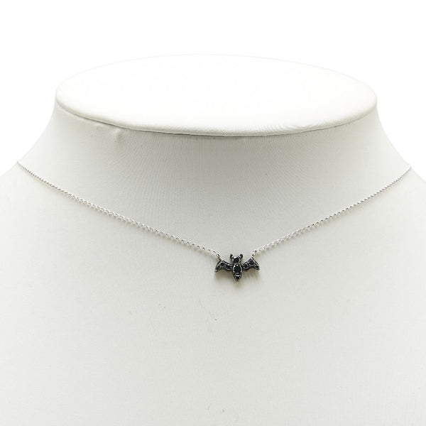 K10WG ホワイトゴールド ダイヤ コウモリ モチーフ ペンダントネックレス レディース 【中古】