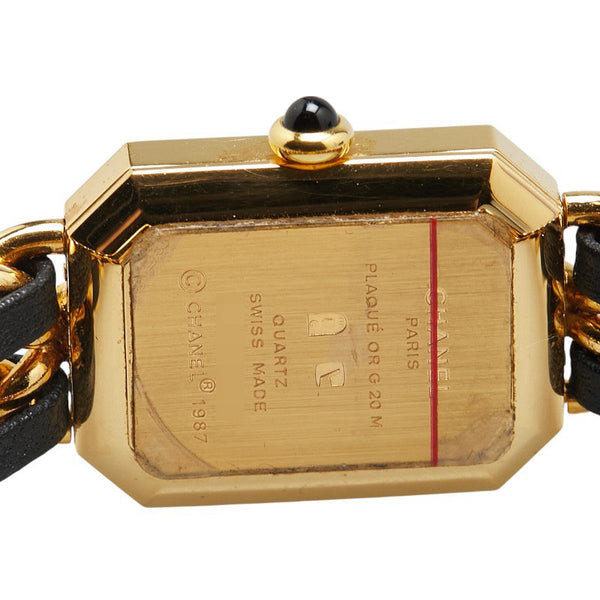 シャネル プルミエール 腕時計 不動 サイズ:L H0001 クオーツ ブラック文字盤 メッキ レザー レディース CHANEL 【中古】