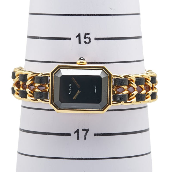 シャネル プルミエール 腕時計 不動 サイズ:L H0001 クオーツ ブラック文字盤 メッキ レザー レディース CHANEL 【中古】