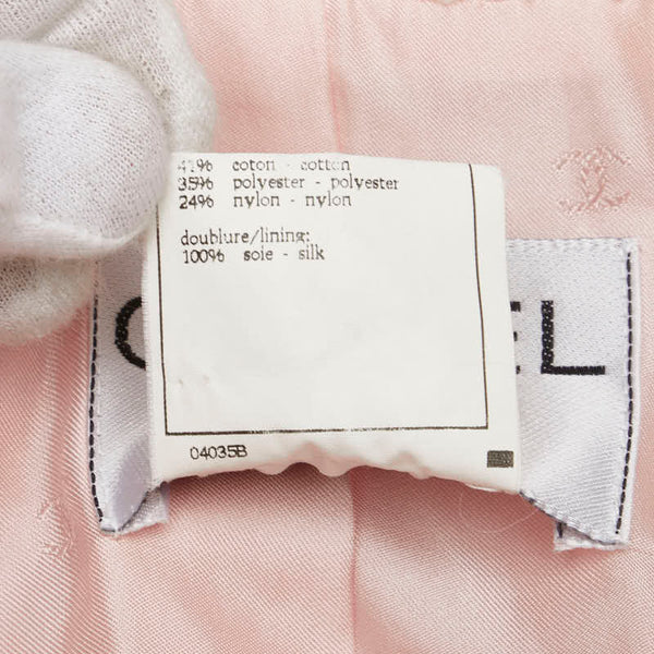 シャネル ノーカラージャケット ツイード サイズ:44 ピンク コットン ポリエステル レディース CHANEL 【中古】