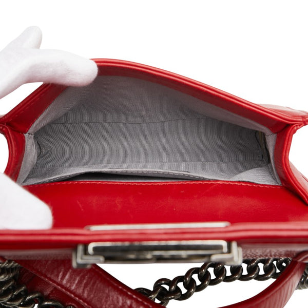 シャネル ボーイシャネル ココマーク ショルダーバッグ A67085 レッド ラムスキン ガルーシャ レディース CHANEL 【中古】