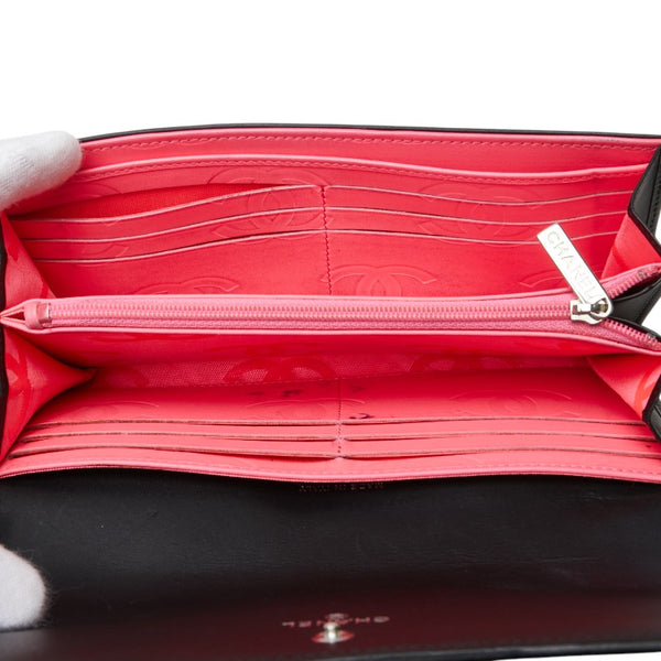 シャネル マトラッセ カンボンライン 長財布 ブラック ラムスキン エナメル レディース CHANEL 【中古】