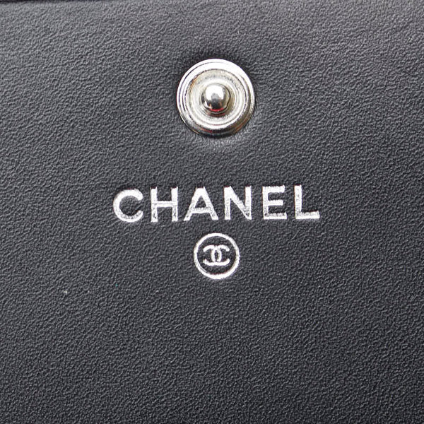 シャネル マトラッセ カンボンライン 長財布 ブラック ラムスキン エナメル レディース CHANEL 【中古】