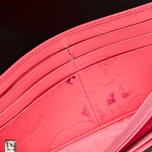 シャネル マトラッセ カンボンライン 長財布 ブラック ラムスキン エナメル レディース CHANEL 【中古】