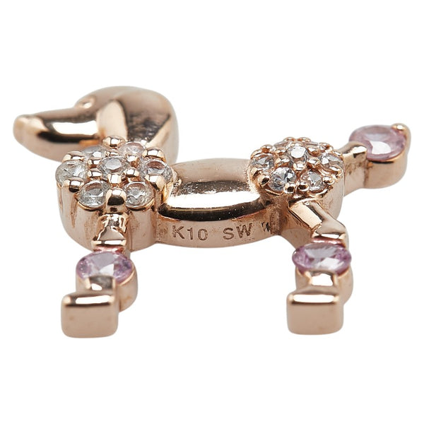 K10PG ピンクゴールド サファイア プードル モチーフ ペンダントトップ レディース 【中古】