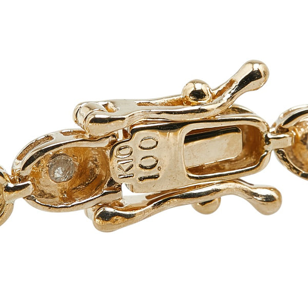 K10YG イエローゴールド ダイヤ1.00ct テニスチェーン ブレスレット レディース 【中古】