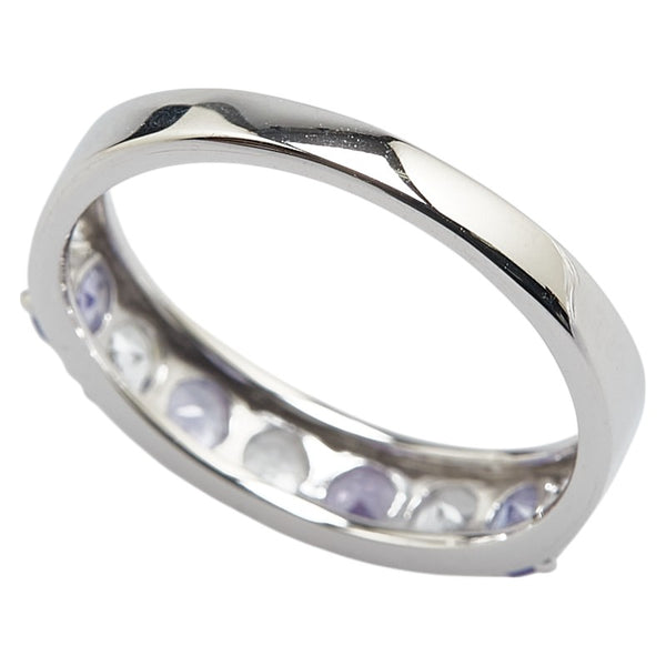 K10WG ホワイトゴールド タンザナイト トパーズ 一文字 リング 指輪 レディース 11.5号 【中古】