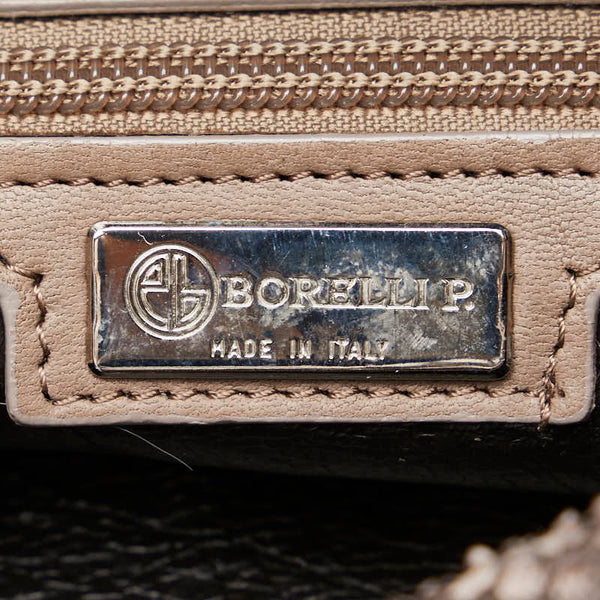 BORELLI P ボレッリピエリナ ハンドバッグ ショルダーバッグ 2WAY グレー ブラウン パイソン レザー レディース 【中古】