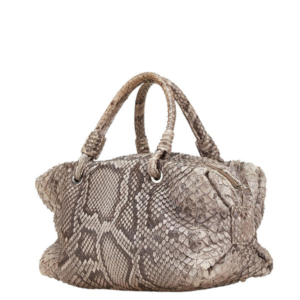 BORELLI P ボレッリピエリナ ハンドバッグ ショルダーバッグ 2WAY グレー ブラウン パイソン レザー レディース 【中古】